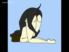 cartoon sex film including a bitch and a dark dog